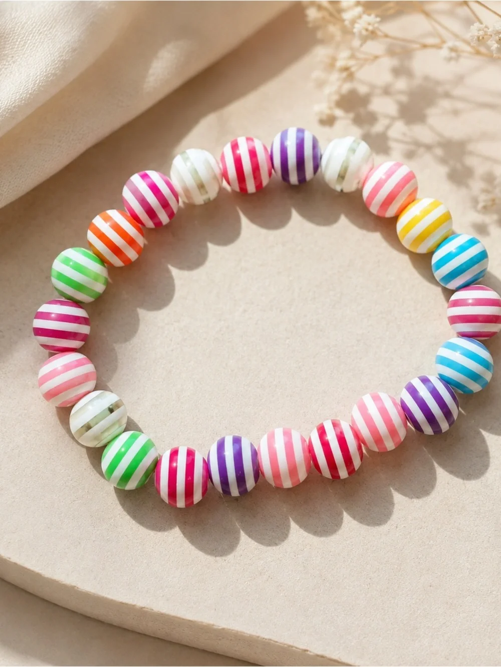 Kids Multicolor Striped Bead Bracelet - Unbranded